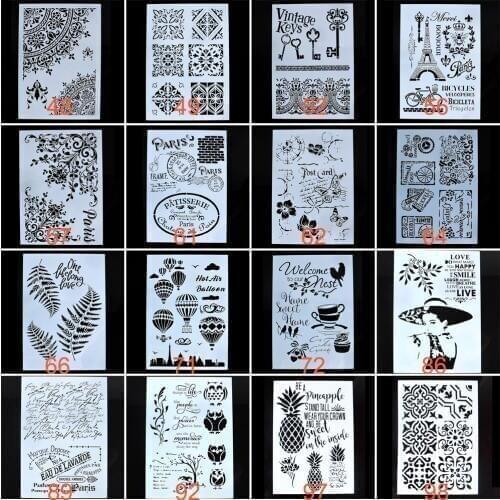 A4 A3 A2 Size Stencils for Wall Painting DIY Scrapbooking Photo album Paper Card Making Craft Decorative Embossing Template