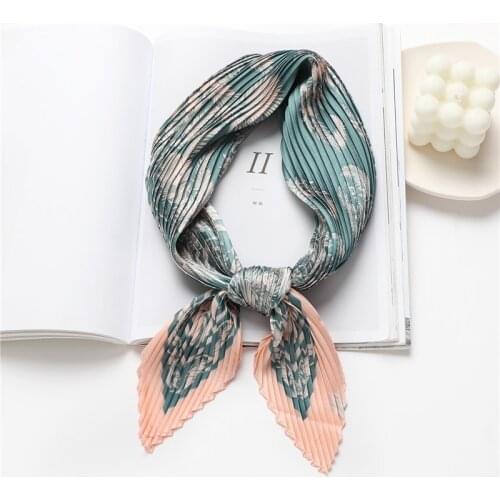 Popular 100% Silk Feeling Kerchief for Women Neckerchief Hair Tie Band Bag Scarf Bandana Muslim Head Scarves Hijab Shawl Wrap