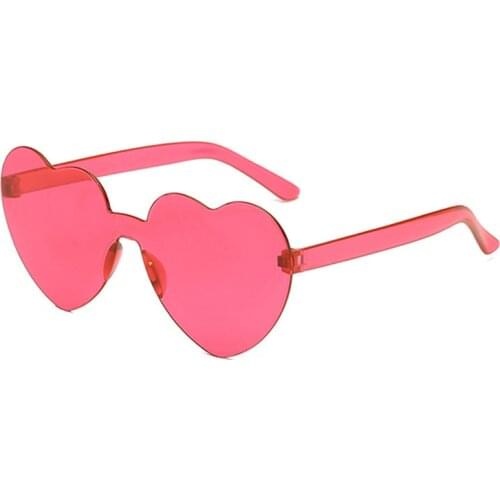 Heart-shaped Frameless Woman Sunglasses Candy Color Dazzling Color Transparent Polarized Lens Trend Personality Girl Sunglasses
