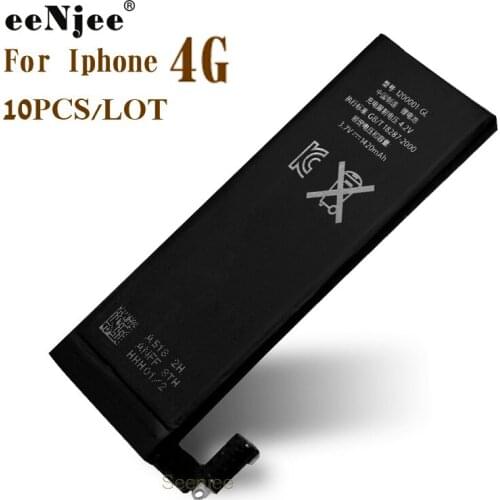 EENJEE 10pcs Phone Battery For Iphone 4 4G Factory 3.8V 1420mah AAA Quality 100% Test 0 cycle Replacement OEM