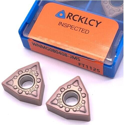 10pcs RCKLCY Grooving Carbide Inserts WNMG080408 JMS FT1125 Lathe Cutter Tool Turning Insert For Stainless Steel