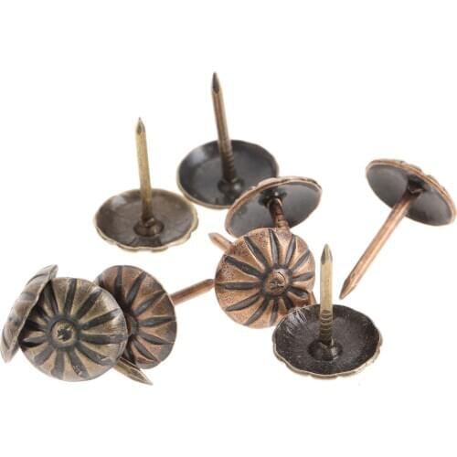 100pcs 11x17mm Vintage Upholstery Nails Bronze Tacks Studs Home Decoration Furniture Upholstery Nails for Jewelry Box Door Sofa