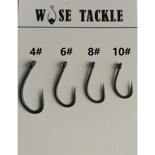 20PCS Wise Tackle Barbless Matt Black Coated Carp Hooks, Anti Snag Style, Various Sizes for Carp Fishings/Fishhooks