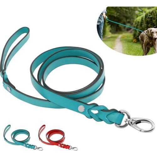 Leather Large Dog Leash Durable Outdoor Pet Walking Training Leads Leashes for Medium Large Dogs Pitbull German Shapard