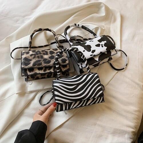 2021 Pleated Female Handbag Women Leopard Cow Zebra Pattern Print PU Shoulder Bag Retro Mini Messenger Bags Women
