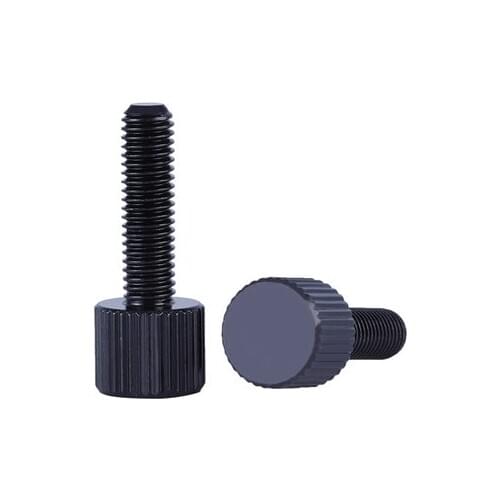 5pcs M2 stainless steel round hand screw Single head flat straight line knurled handle knob bolt black color 5mm-12mm long