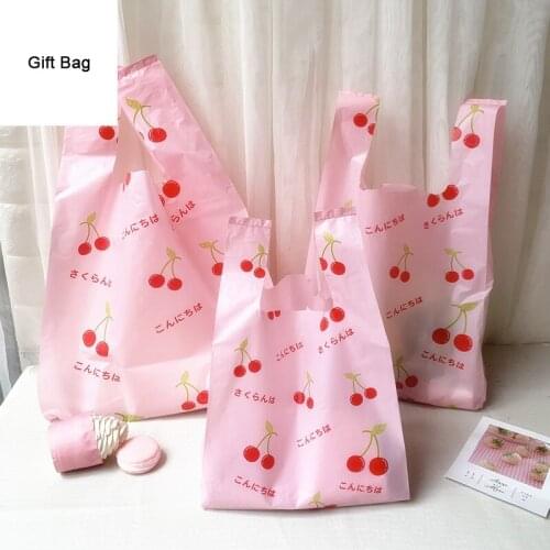 50Pcs Fruit Series Portable Plastic Bag Gift Food Take Away Packaging Bags Vegetable Wrapping Vest Gift Bag Supermarket Supply