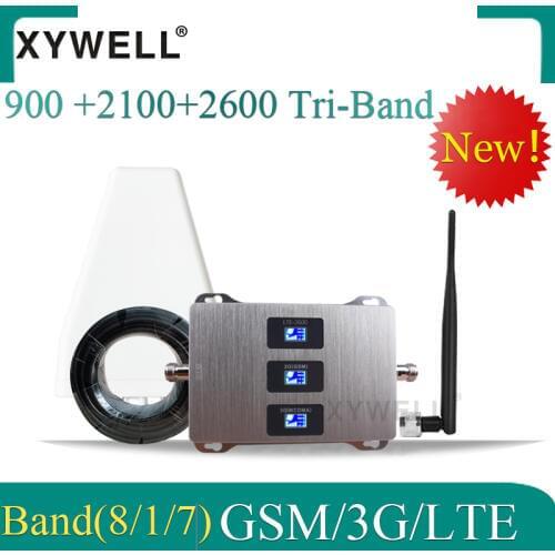 70dB Gain gsm repeater gsm signal booster 2G 3G 4G 900 2100 2600 GSM UMTS LTE Tri Band Mobile Phone Repeater