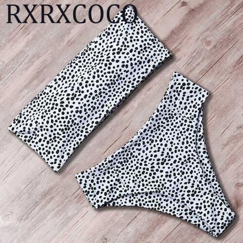 Bandeau swimwear women bikini 2019 sexy push up swimsuit high waist bathing suit polka dot mayo beach wear maillot de bain femme