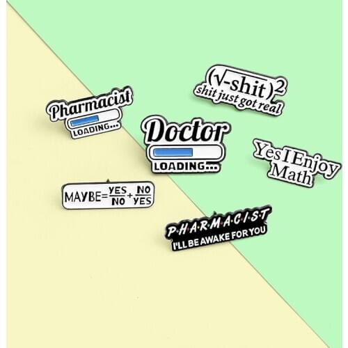 Science Enamel Pin Mathematics Chemistry Brooches Backpacks Lapel Pin Black White Badge Jewelry Gift for Friends Wholesale