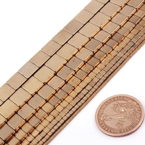 Natural Hematite Pyrite Color Cube Shape 2/3/4/6/10mm Loose Stone Beads For DIY Necklace Bracelets Jewelry Making Strand 15"