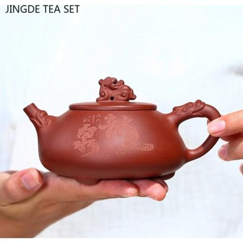 Yixing Handmade tea pot Purple Clay Stone scoop Teapot beauty kettle Raw ore Teaware Tie Guanyin Chinese Tea Ceremony Gift 240ml