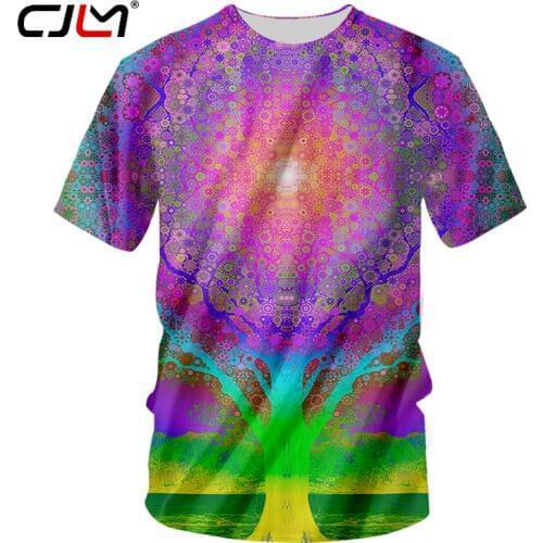 CJLM Wholesale Tshirt Men Funny Print Color Dream Tree 3d T-shirts Male Hip Hop Shirt Short Sleeve O Neck Casual T Shirts Unisex