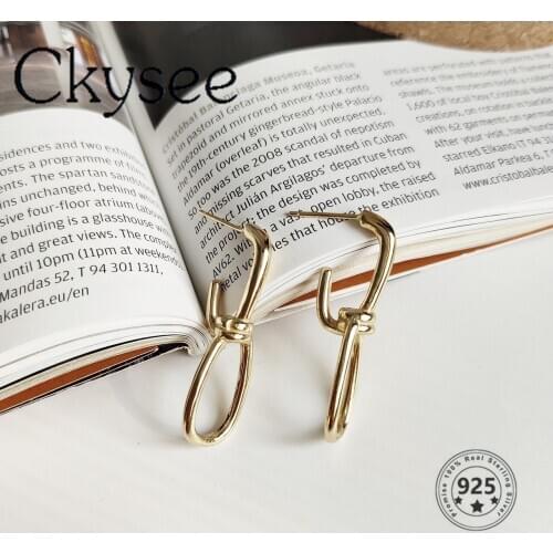 Ckysee Korean 925 Sterling Silver Wider Irregular Drop Earring Golden Fashion Modern Original Earrings For Women Fine Jewelry