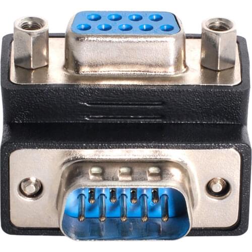 CY Cable RS232 D-Sub 9 Pin Male Up Angled 270 degree screw type To Female Nut type extension Adapter