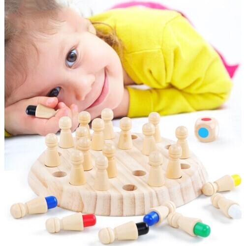 Childrens Wooden memory matchstick game board chess fun color educational cognitive ability childrens learning toys J0690