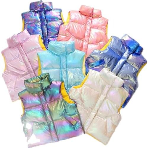 Children vest for girls Feather waistcoat winter autumn warm sleeveless jacket for 3-8 years boy coat