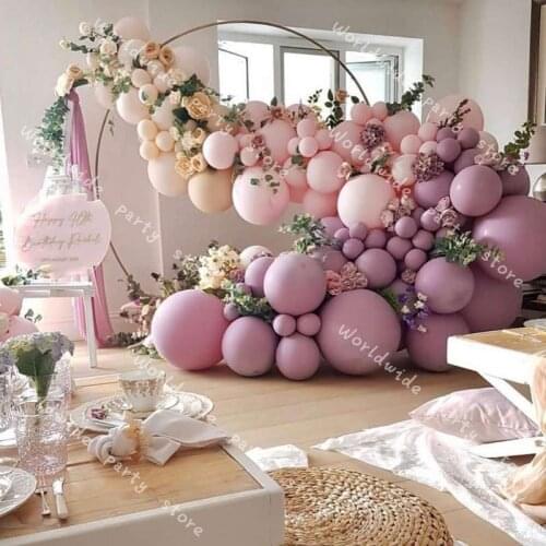 DIY Balloons Garland Doubled Purple Cream Light Pink Balloon Arch Kit Birthday Peach Globos Baby Shower Party Decor Supplies