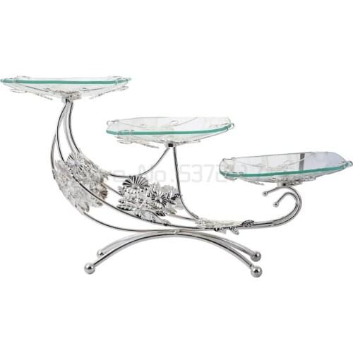 European-Style Classic Crystal Glass Fruit Plate Retro Light Luxury Hotel Club Dessert Pastry Decorative Tray