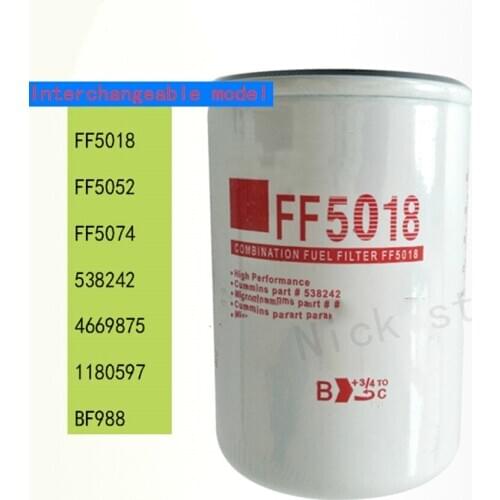 Diesel Fuel Filter Element FF5018 For Cummins ISB 215 235 Cummins ISC 300 260 Diesel Engine Replace OEM FF5074 466987-5 538242