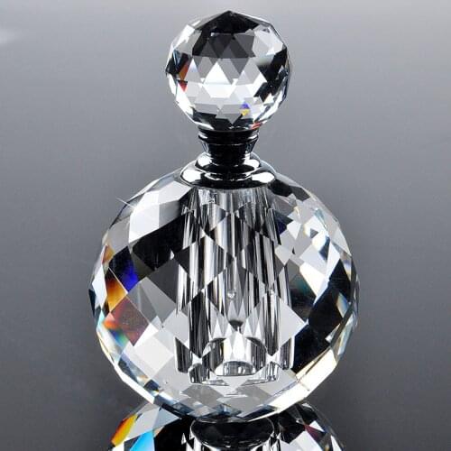 H&D 10ml Crystal Art Deco Vintage Style Perfume Bottles Clear Round Luxury Empty Glass Refillable Container Xmas Gift Wholesale