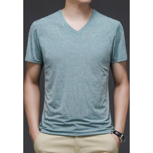 T Shirts Men Summer Men T-shirt Casual V-neck Short Sleeve Breathable T-shirt Male 2021 Short T Shirts Men Clothing Tees Tops