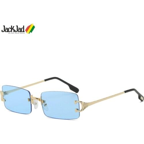 JackJad 2021 Fashion Modern Rectangle Rimless Style Tint Ocean Lens Sunglasses ins Women Vintage Brand Design Sun Glasses 8095