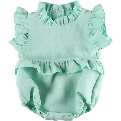 Kaiya Angel Newborn Bodysuit Indoor Wearing Summer Baby Girl Crawl Suit Sleeveless Design Cute Style Ruffled Lace Easy To Wear