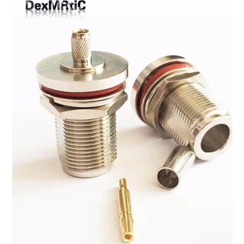 1pc N Type female jack bulkhead RF Coax Connector Crimp RG58,RG142,RG400,LMR195 Straight Nickelplated NEW wholesale