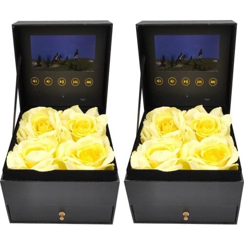 Hardcover Flower Box Video Brochure 4.3 Inch With Drawer Universal Greeting Card HD Watching Mp4 Player for Advertising Business