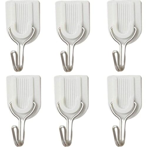 6Pcs Strong Adhesive Traceless Hook Kitchen Bathroom Wall-Mounted Towel Hanger Ceramic Tile Glass Stick Hook Holder