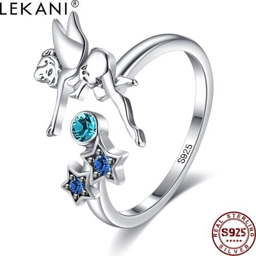LEKANI S925 Sterling Silver Ring For Women Inlay Cubic Zirconia Flying Angel Young Girl Ring Everyday Wear Fine Jewelry New