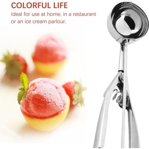 Stainless steel Ice Cream Spoon Kitchen Mashed Potatoes Watermelon Jelly Yogurt Cookies Spring Handle Scoop Kitchen Accessories