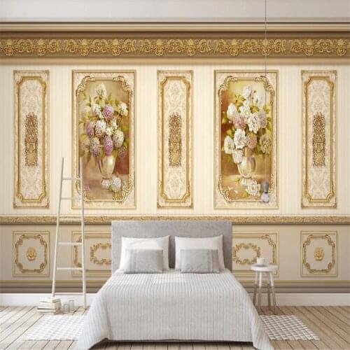 Milofi custom 3D wallpaper mural European luxury rural flower golden living room bedroom background wall decoration painting wal