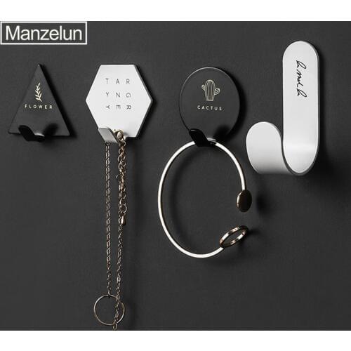 Minimalist Key Hook Kids Wall Coat Hanger Letter Rack Creative Geometric Key Holder Self-adhesive Stand Home Decoraction 4pcs