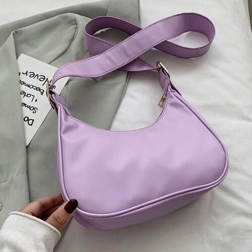 Fashion Exquisite Shopping Bags Vintage Crossbody Bag Women Crescent Shaped Simple Leather Shoulder Handbags