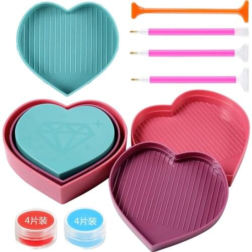 5D Diamond Painting Tool Heart-Shaped Diamond Tray Box large-Capacity Tray Accessories Diamond Embroidery Accessories Case