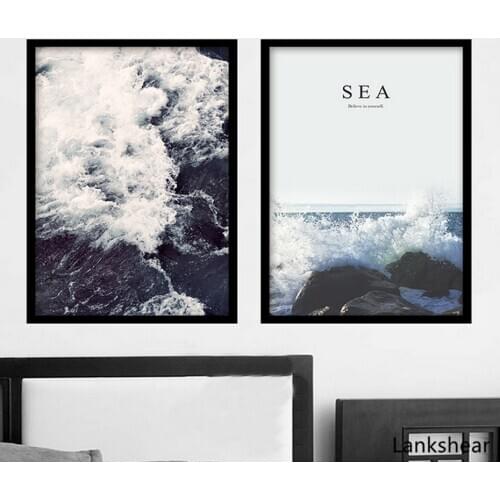Sea Spray Landscape Nordic Canvas Painting Wall Art Posters Print Pictures Kids Children Living Room Home Office Decor