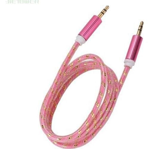 Nylon Wire Metal Shell braid Weave transparent 3.5mm Male to 3.5mm Male Audio Cable AUX Cord Speaker Cable 300pcs/lot