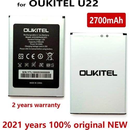100% New Genuine 2700mAh Oukitel U22 Battery Backup Battery Replacement For Oukitel U22 Mobile Phone with tracking number
