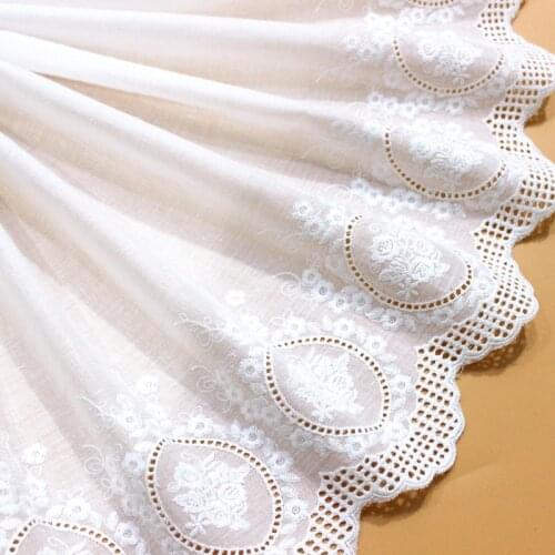 New Widely Pure- Cotton Cloth Embroidery Lace Trim, Handmade DIY Clothes Accessories Width35cm 3Yard/lot