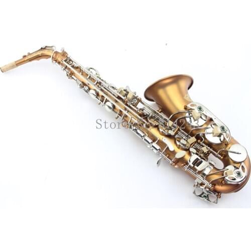 New Arrival Free Shipping Nickel Plated Coffee Color Surface Brass Alto Saxophone Silver Plated Key Ed Sax With case Mouthpiece