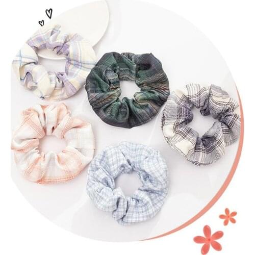 New Summer Elastic Hair Band Cheap Candy-Colored Satin Hair Curling Bag For Girls To Wash Faces Sports Plaid ободок для волос