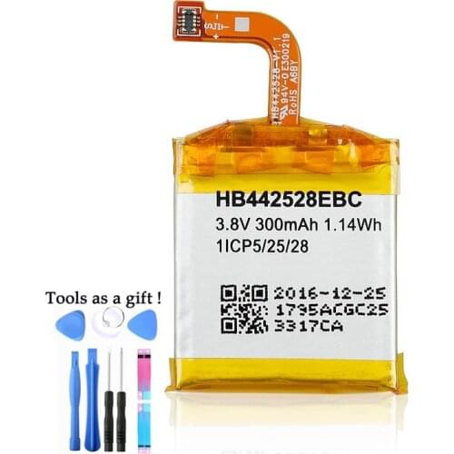Original battery HB442528EBC for HUAWEI Watch 1 Watch1 Li Polymer Rechargeable Bateria Replacement 1ICP5/25/28 3.8V 300mAh