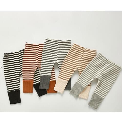 2020 autumn kids clothing boys girls loose pants cotton striped trousers baby new borns pants