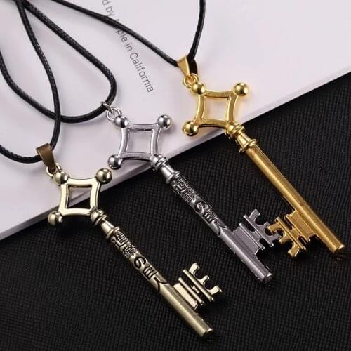 Fashion Jewelry Animation Charm Attack on Titan Allen Key Necklace Popular Key Pendant Rope Chain Necklace for Fans