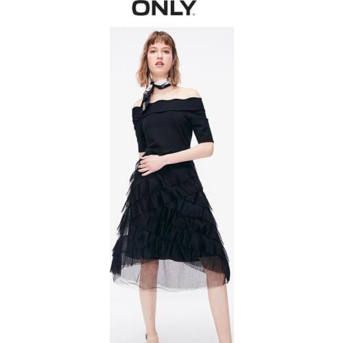 ONLY Womens Black Off-the-shoulder Pleated Gauzy Knit Dress | 119246504