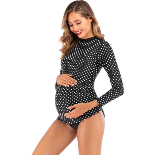 Beachwear Dot Swimsuit Summer Pregnant Woman Sexy Swimwear Bikini Comfortable And Cool One-piece Deep O-neck Swimsuit