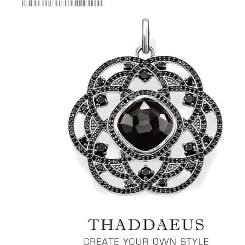 Pendant Black Flower Ornament,2019 Brand New Fashion Jewelry Europe 925 Sterling Silver Accessories Vintage Gift For Woman