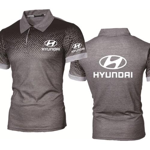 Casual Trend Mens POLO shirt Hyundai Car Logo Printing Gradient Cotton short sleeve High Quality POLO shirt